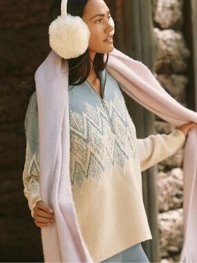 Varley Hedda Fairisle Half-Zip Sweater NWOT SIZE M
